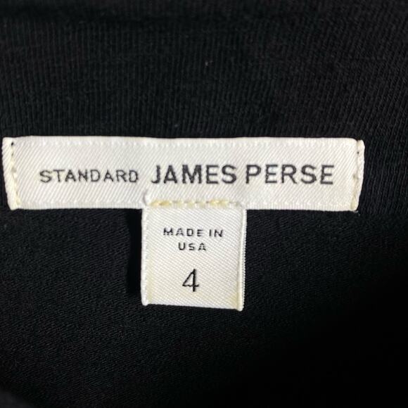 James Perse T Shirt Cowl Drape Neck Long Sleeve Black James Perse Sz 4 XL Flaws - Picture 8 of 10